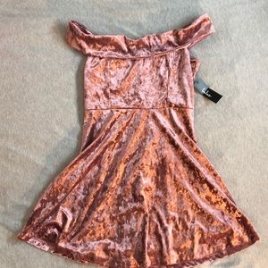 LULUS Off-the-shoulder Pink Crushed Velvet Dress